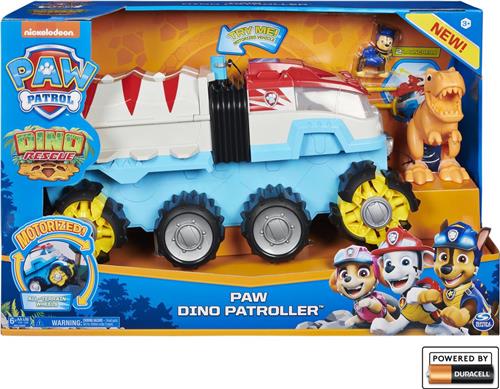PAW Patrol Dino Rescue - Dino Patroller - Gemotoriseerd teamvoertuig met unieke Chase- en T. Rex-figuren