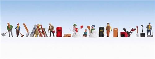 NOCH 0016220 H0 Winterdag figuren Geverfd, Staand