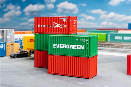 Faller - 1/87 20' CONTAINER SET 5 STUKS (6/23) * - modelbouwsets, hobbybouwspeelgoed voor kinderen, modelverf en accessoires