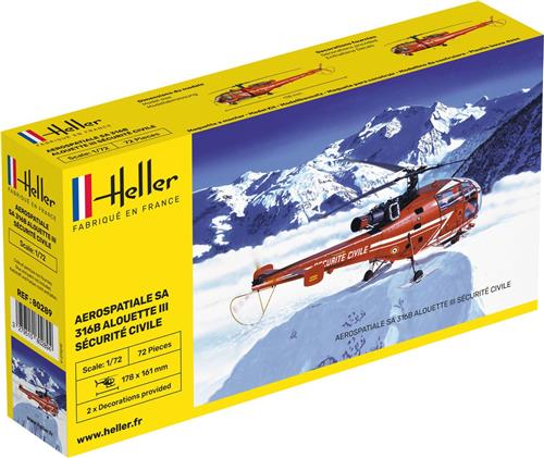 Heller - 1/72 316b Alouette Iii Securite Civilehel80289 - modelbouwsets, hobbybouwspeelgoed voor kinderen, modelverf en accessoires