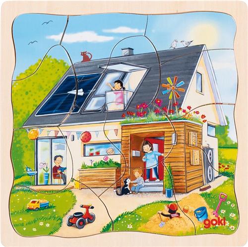Puzzel: WIJ BOUWEN een HUIS 20x20x1,1cm, 3 lagen, 35-delig, hout, 3+