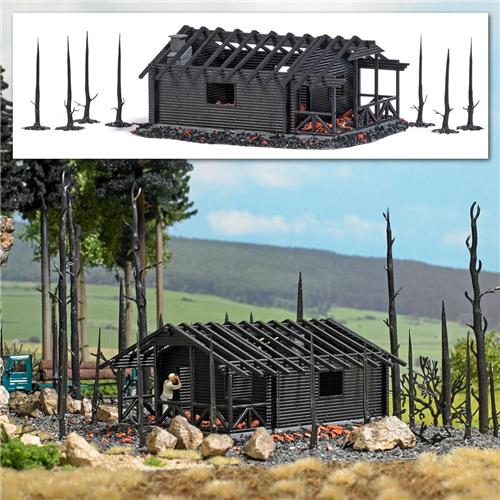 Busch - ABGEBRANNTE WALDHUTTE H0 (2/23) * - modelbouwsets, hobbybouwspeelgoed voor kinderen, modelverf en accessoires