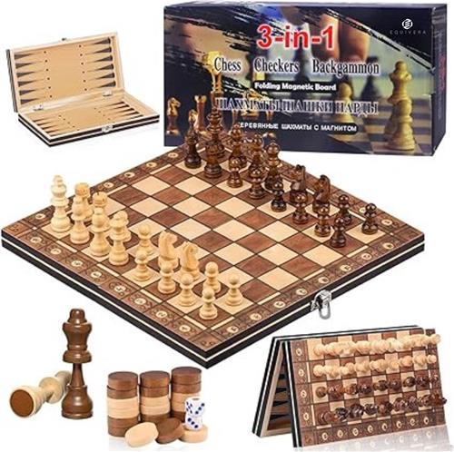 Equivera Magnetisch Schaakspel - Magnetisch Schaakspel - Magnetisch Schaakbord - Magnetisch Schaakset - Schaakbordspel -Inklapbaar Schaakbord