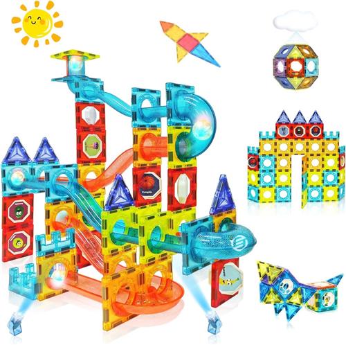 Equivera Magnetische Knikkerbaan - Magnetische Knikkerbaan - Magnetische Bouwstenen - Magnetisch Speelgoed - Educatief Speelgoed - Constructie Speelgoed - Montessori Speelgoed