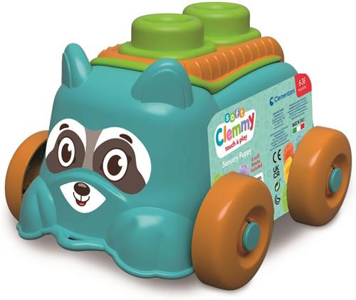 Clementoni Soft Clemmy - Emmer met Bouwset en Hondje - Zachte Stapelblokken - Speelgoed voor Babys vanaf 6 maanden