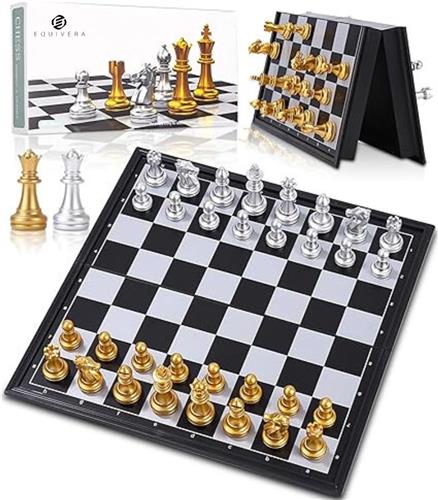 Equivera Magnetisch Schaakspel - Magnetisch Schaakspel - Magnetisch Schaakbord - Magnetisch Schaakset - Schaakbordspel -Inklapbaar Schaakbord