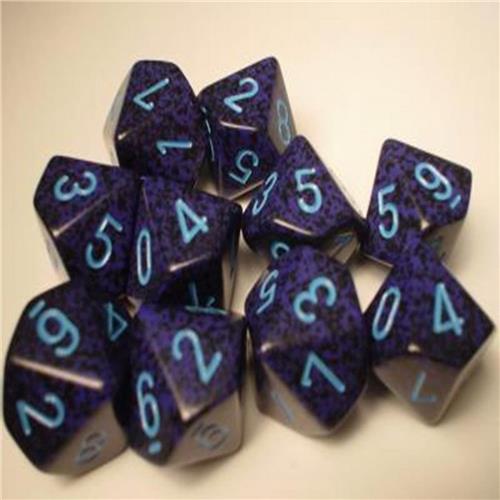 Chessex Cobalt Speckled D10 Dobbelsteen Set (10 stuks)
