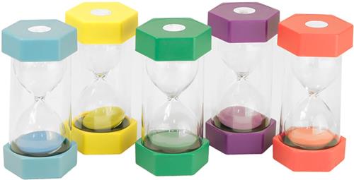 MDsport - Zandloper XL set - Set van 5 - 30seconden t/m 5 minuten - Grote zandlopers - Grote timers