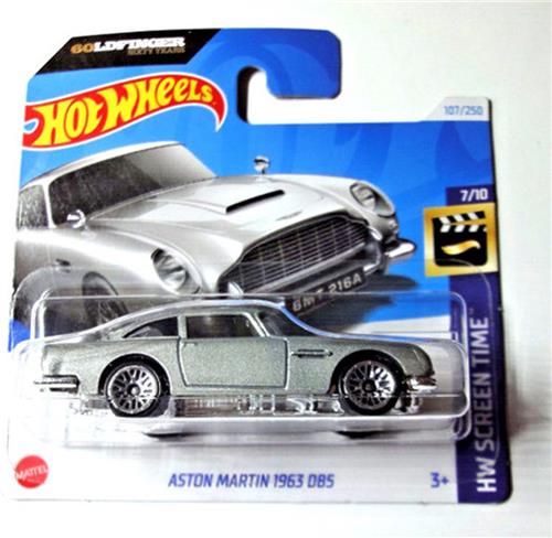 HOT WHEELS ASTON MARTIN 1963 DB5 MATT SILVER 24/250 1:64 HW SCREEN TIME 7/10