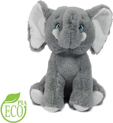Eco Knuffel Olifant - zittend - Geborduurde Ogen - 21 cm