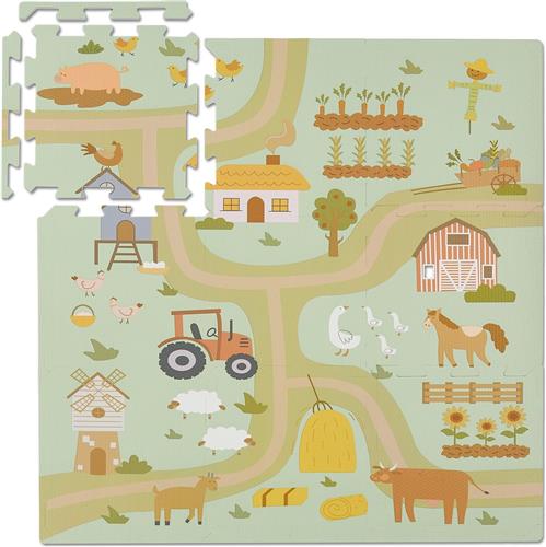 Relaxdays puzzelmat baby - boerderij - 9 speeltegels - foam - afwasbaar
