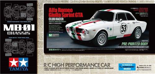 1:10 Tamiya 47501 RC Alfa Romeo Giulia Sprint GTA Club Racer met in Body in Kleur RC Plastic Modelbouwpakket