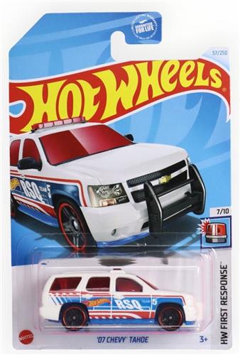 HOT WHEELS '07 CHEVY TAHOE RSQ 57/250 WHITE 1:64 HW FIRST RESPONSE 7/10
