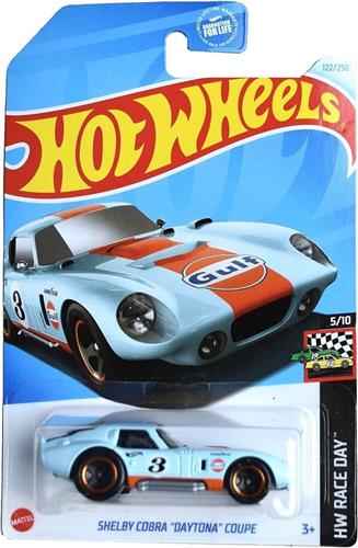 HOT WHEELS SHELBY COBRA 'DAYTONA' COUPE BABY BLUE 122/250 1:64 HW RACE DAY 5/10
