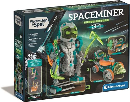 Clementoni Wetenschap en Spel - Space Miner - 3-in-1 Robot - Bouwset voor Kinderen - Robot Bouwen - 3 Verschillende Modellen - Constructiespeelgoed - Robotica Ontdekken - Vanaf 8 jaar