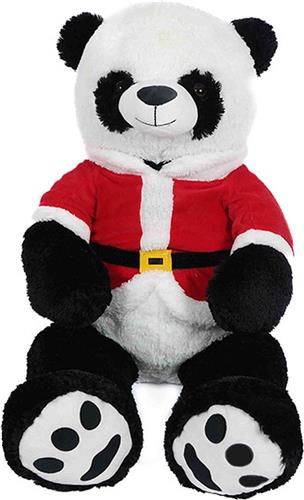 PIA Soft Toys - Pluche Kerst Knuffeldier - Panda met jas - 100 cm