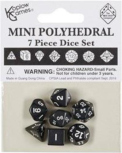 Polydice 7 Dobbelstenenset Mini Zwart met Wit