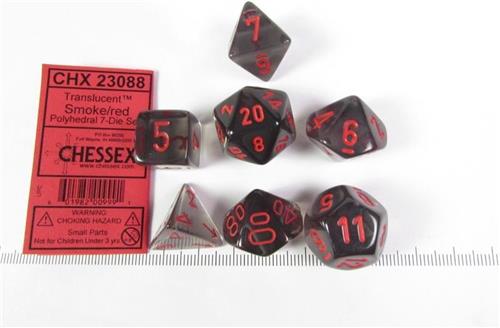 Chessex Translucent Smoke w/red polydice set