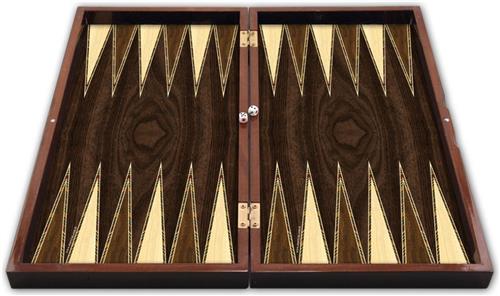 Backgammon-Turks Tavla-Star Polyester Antiek Okkernoot Backgammon Grote Maat 25,5x49x6 cm