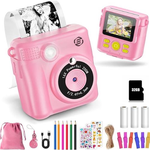 Equivera Kindercamera met Foto Printer - Kindercamera - Printcamera - Digitale Camera Kinderen - Speelgoed Camera