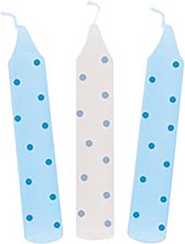 Goki Set verjaardagskaarsen, blauwe stippen. 1,3x10 cm. 10 stuks..