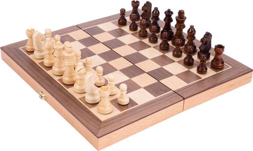 Schaakspel beukenhout met walnoot fineer