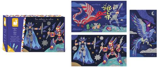 Janod Les Ateliers Du Calme - Glitter Superhelden Knutselset - 3 Afbeeldingen Om Te Bedekken Met Glitter - Geschikt Vanaf 6 Jaar