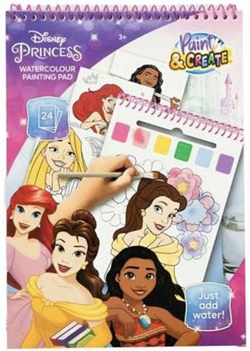 Disney Princess Waterverf Kleurboek - Inclusief Verf & Penseel - Schilderen & Tekenen - Disney Prinsessen - 24 Schilderijen - Cadeau voor Meisjes & Jongens - Verfboek / Tekenboek - Kleurboek - Hoge Kwaliteit - Waterverf - Verven & Schilderen