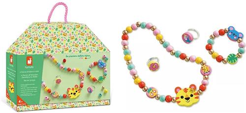 Janod Les Premiers Ateliers Bijoux - Secret Jungle - 4 Houten Sieraden Om Te Maken - De Eerste Workshop Sieraden Maken Voor Kinderen Vanaf 4 jaar - Het Doosje Verandert In Een Tasje Om Je Sieraden In Op Te Bergen! - Geschikt Vanaf 4 Jaar