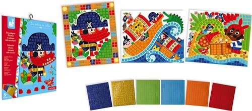 Janod Les Ateliers Du Calme - Mozaïek Piraten - Deze Knutselset Bestaat Uit 3 Borden Om Te Versieren Met 660 Foam Mozaïekstukjes - Geschikt Vanaf 5 Jaar