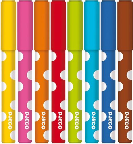 Djeco Set van 8 Uitwasbare Viltstiften | Pastels