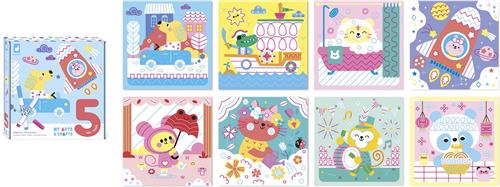 Janod My Arts & Crafts - Tekenkunst - Bestaat Uit 4 Dubbelzijdige Uitwisbare Borden Met Schattige En Grappige Dierenfiguren Voor Het Oefenen Met Het Tekenen Van Lussen, Golven En Symmetrische Elementen - Geschikt Vanaf 5 Jaar
