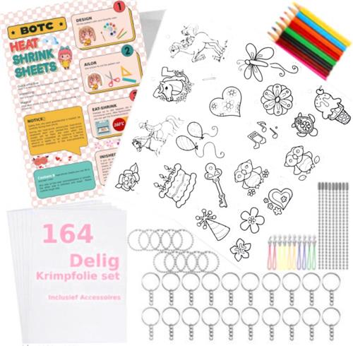 BOTC Krimpfolie set - 164-Delig Krimpie Dinkie Pakket - Knutselen Krimpie Dimpie - Sieraden en sleutelhangers maken
