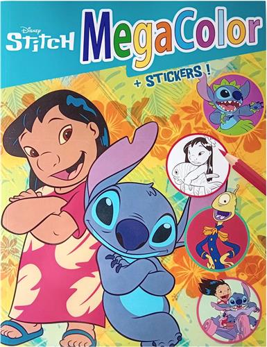 KLeurboek Lilo en Stitch - megacolor - +/- 125 kleurplaten - met 1 vel stickers - knutselen - kleuren