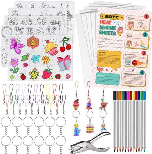 BOTC Krimpfolie set - 200-delig - Knutselen Krimpie Dimpie - Sieraden en sleutelhangers maken - Inclusief attributen en handleiding