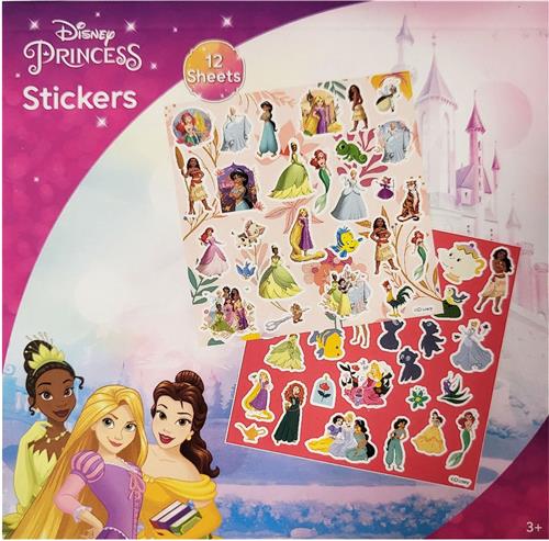 Disney Princess - Stickerblokje - 10x10cm - 12 vellen in verschillende stijlen - Mini stickers