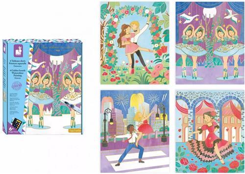 Janod Les Ateliers Du Calme - Gouden Plaatje Dansers Verven - Knutselset - Verf 4 Afbeeldingen Van Dansscènes In De Opera - Geschikt Vanaf 6 Jaar