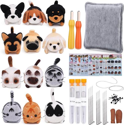 BOTC Naaldvilten - 45-Delig Starterset - Incl. Tools - Needle felting - Pakket - Gekaarde wol - Viltnaalden