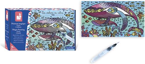 Janod Les Ateliers Du Calme - Magisch Schilderij Oceaan - Kleuren Met Water - Bevat 6 Verschillende Kunstwerken Om In Te Kleuren - Geschikt Vanaf 7 Jaar