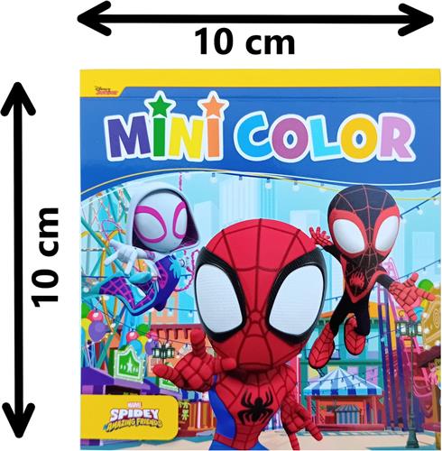 Disney junior - Marvel spidey and his amazing friends - mini kleurboek - 10 bij 10 cm - 24 kleurplaten - afscheurbaar kleurblok