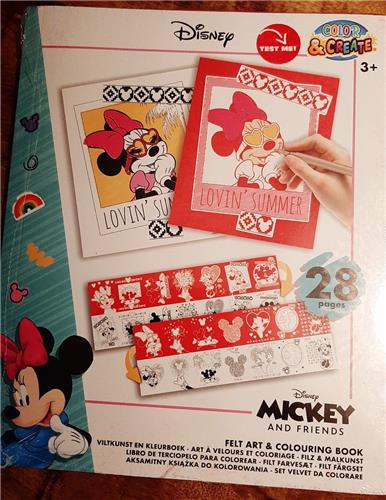 Disney Junior - Kleurboek met vilt - ''Minnie'' - Knutselen Felt art - 28 kleurplaten van Minnie Mouse en vriendjes - Mickey - hartjes