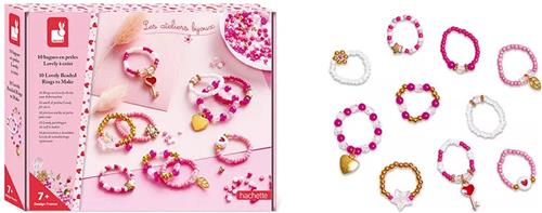 Janod Les Ateliers Bijoux - 10 Lovely Parelringen Om Te Maken - Set Om 10 Ringen Te Maken - Geschikt Vanaf 7 Jaar