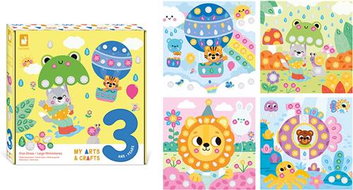 Janod My Arts & Crafts - Creatieve Doos Grote Strass - De Eerste Strassactiviteit Voor De Allerkleinsten - 4 Dierenschilderijen Om Te Versieren - Met Grote Diamanten - Geschikt Vanaf 3 Jaar