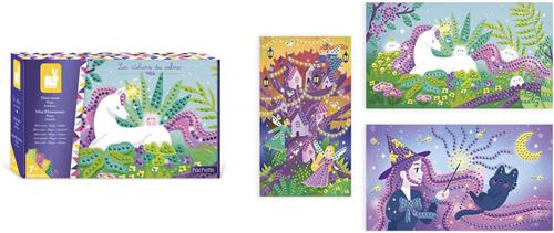 Janod Les Ateliers Du Calme - Mini Strassteentjes Magie - Knutselset - Versier 3 Mooie Afbeeldingen Met Steentjes - Geschikt Vanaf 7 Jaar