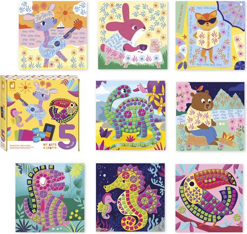 Janod My Arts & Crafts - Multiactiviteiten Knutselset - Gebruik 3 Verschillende Technieken Om 8 Prachtig Gekleurde Kunstwerken Te Maken - De Activiteiten Zijn Perfect Om De Fijne Motoriek Te Ontwikkelen - Geschikt Vanaf 5 Jaar