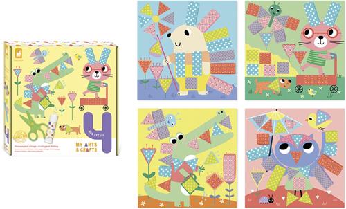 Janod My Arts & Crafts - Knippen En Plakken - Knutselset - Bevat Alles Wat Nodig Is Om 4 Afbeeldingen Te Maken Door De Elementen Uit Te Knippen En Op De Juiste Plek Te Plakken - Geschikt Vanaf 4 Jaar