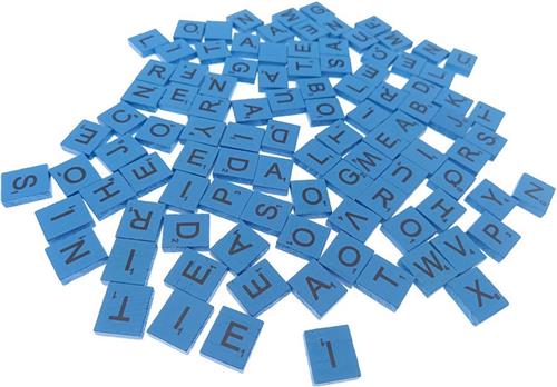 Set van 100 stuks - Bordspel Letters - A tot Z - Blauw