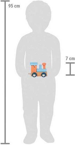 Small Foot - Houten Lettertrein Polar - Locomotief Zalmroze Blauw