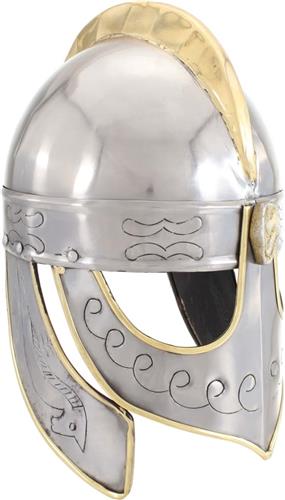 Beowulfhelm replica LARP staal zilverkleurig