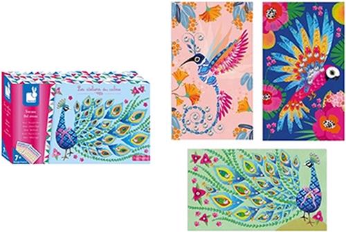 Janod Les Ateliers Du Calme - Strass Mooie Vogels - Knutselset - 3 Schilderijen Om Te Versieren Met Strass Stickers - Geschikt Vanaf 7 Jaar